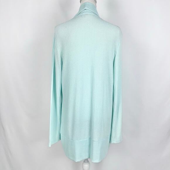 Fresh Produce Women's Waffle Knit Waterfall Cardigan Medium Teal - Picture 5 of 12